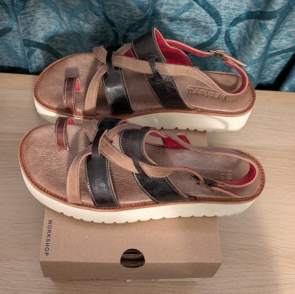 BedStu Crawler Leather Platform Sandals In Starry Night Lux Sz 11 In Box EUC - Picture 9 of 11